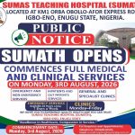 SUMATH COMMENCES FULL MEDICAL AND CLINICAL SERVICES